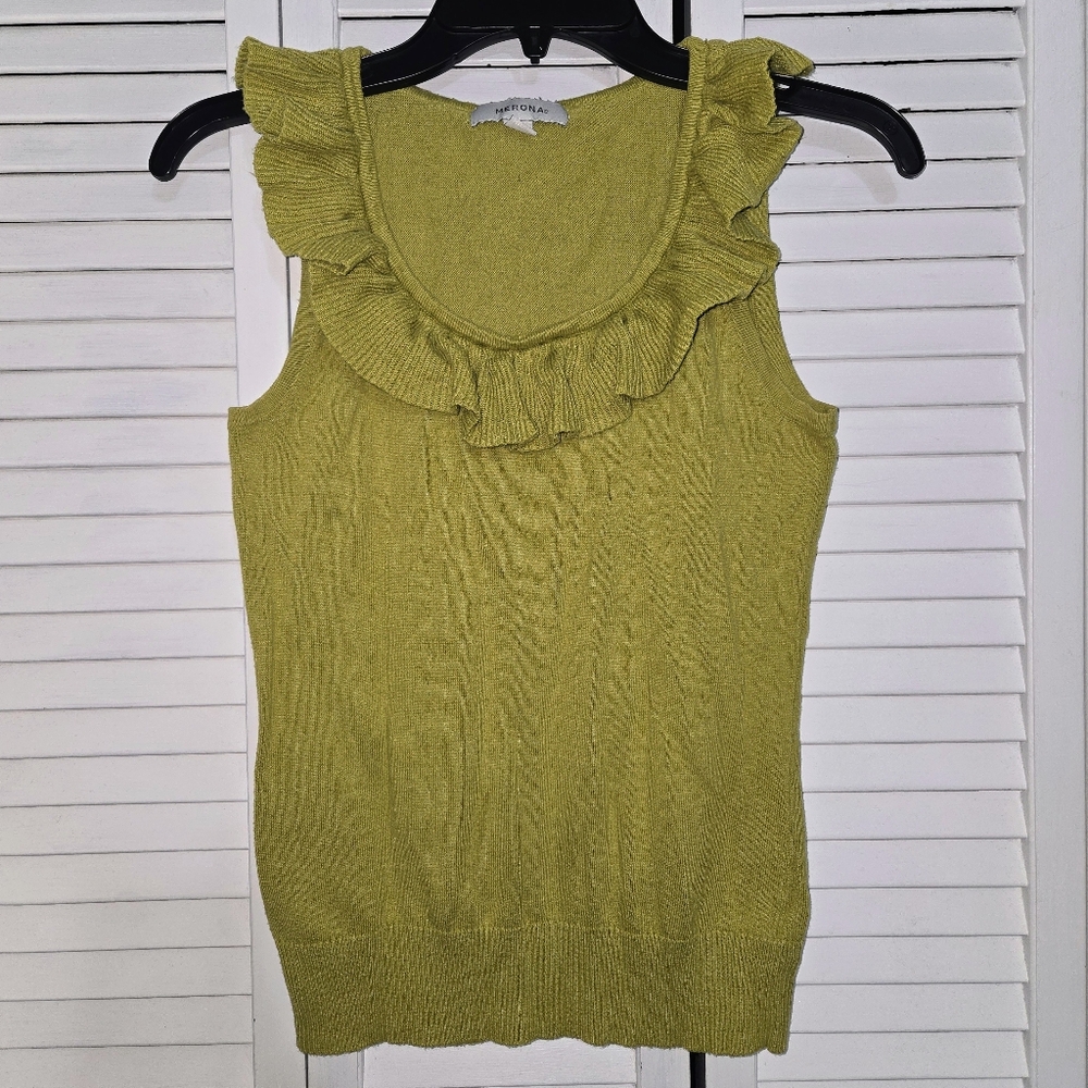 Merona Women's S Green Ruffled Sleeveless Top